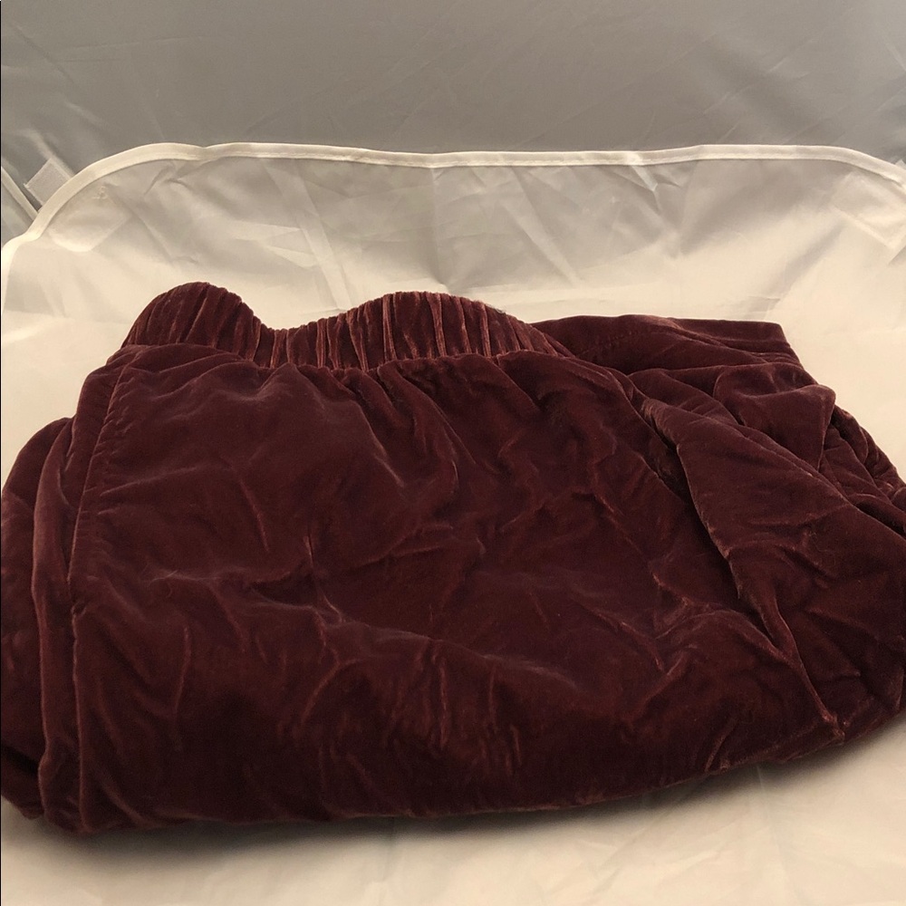 Women’s Wide Leg Cargo Velvet Pants in Deep Burgundy